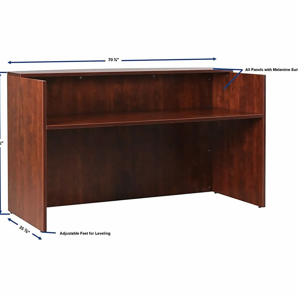 Lorell® Essentials 35-7/16"W Reception Computer Desk, Cherry