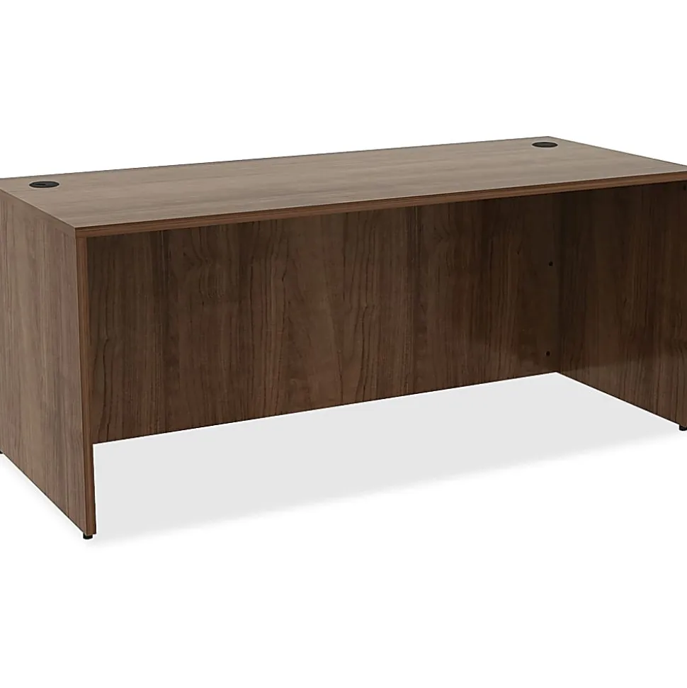 Lorell® Essentials 72"W Rectangular Shell Computer Desk, Dark Walnut