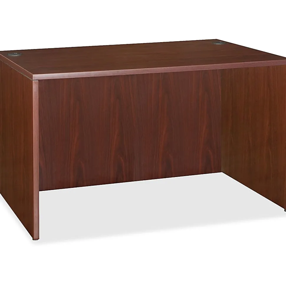 Lorell® Essentials 48"W Rectangular Shell Computer Desk, Mahogany
