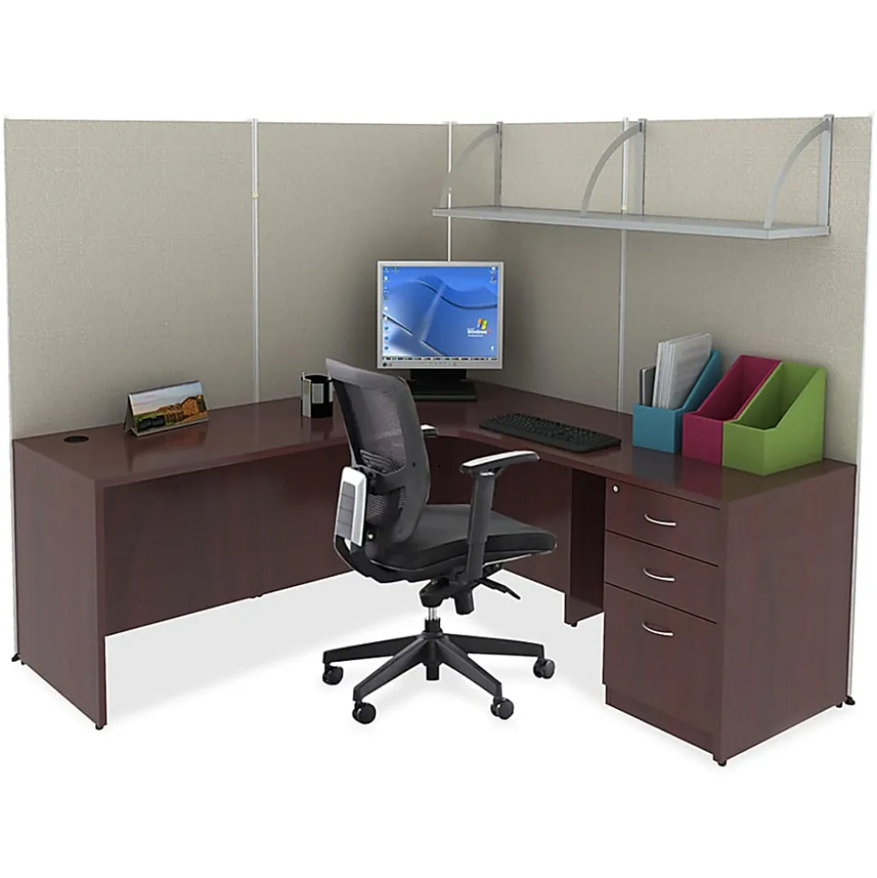 Lorell® Essentials 48"W Rectangular Shell Computer Desk, Mahogany