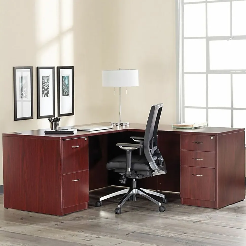 Lorell® Essentials 48"W Rectangular Computer Desk Shell, Mahogany