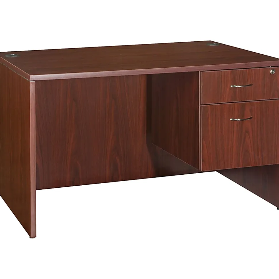Lorell® Essentials 48"W Rectangular Computer Desk Shell, Mahogany