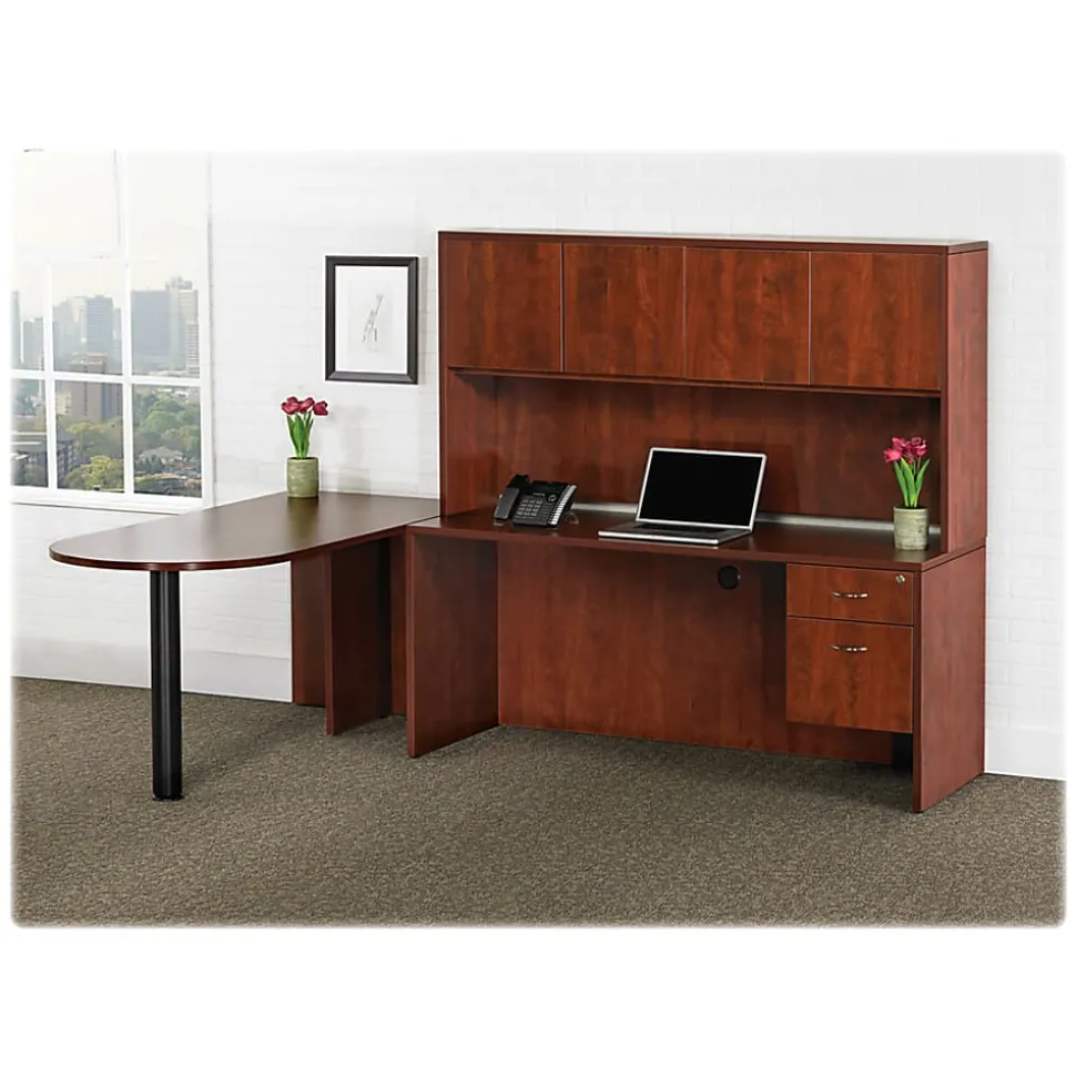 Lorell® Essentials 48"W Rectangular Computer Desk Shell, Mahogany