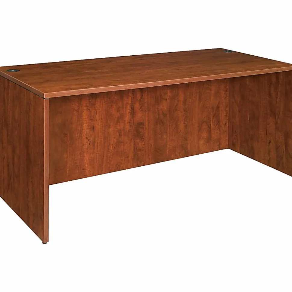 Lorell® Essentials 66"W Rectangular Shell Computer Desk, Cherry