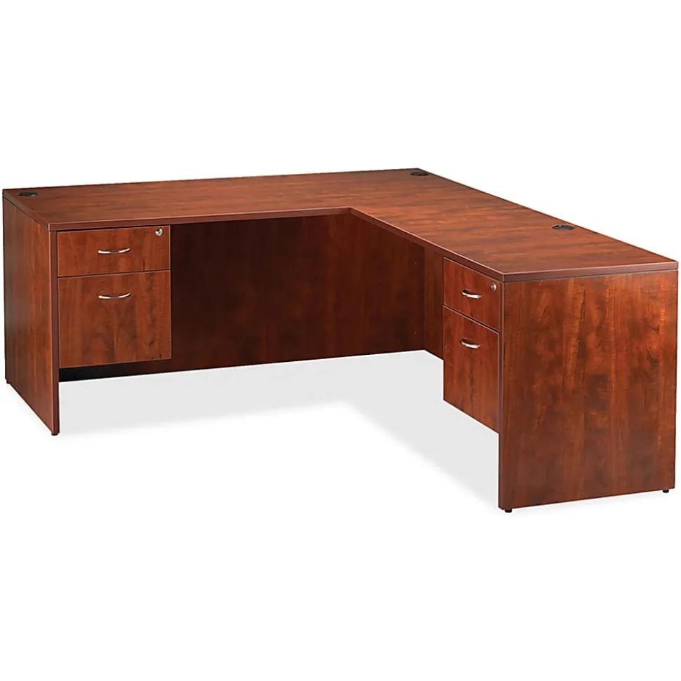 Lorell® Essentials 66"W Rectangular Shell Computer Desk, Cherry