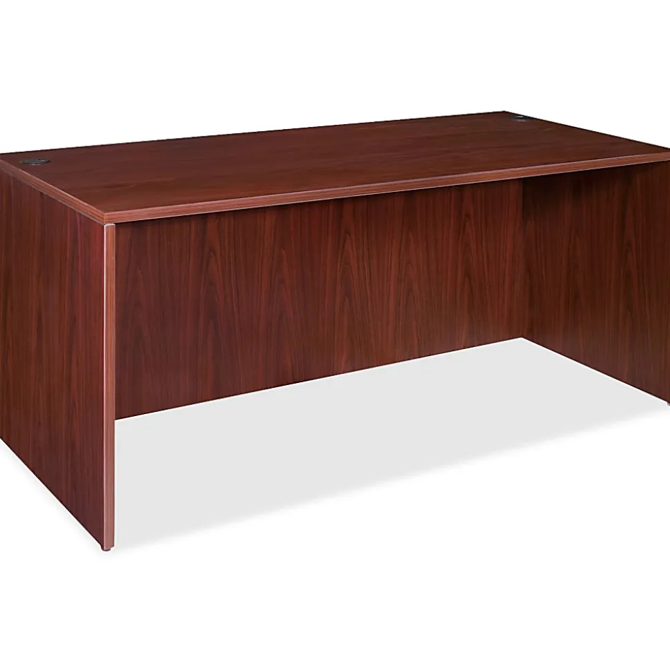Lorell® Essentials 72"W Rectangular Shell Computer Desk, Mahogany