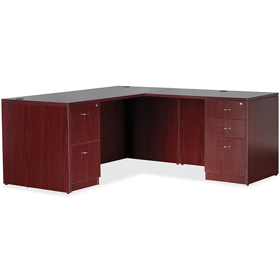 Lorell® Essentials 72"W Rectangular Shell Computer Desk, Mahogany