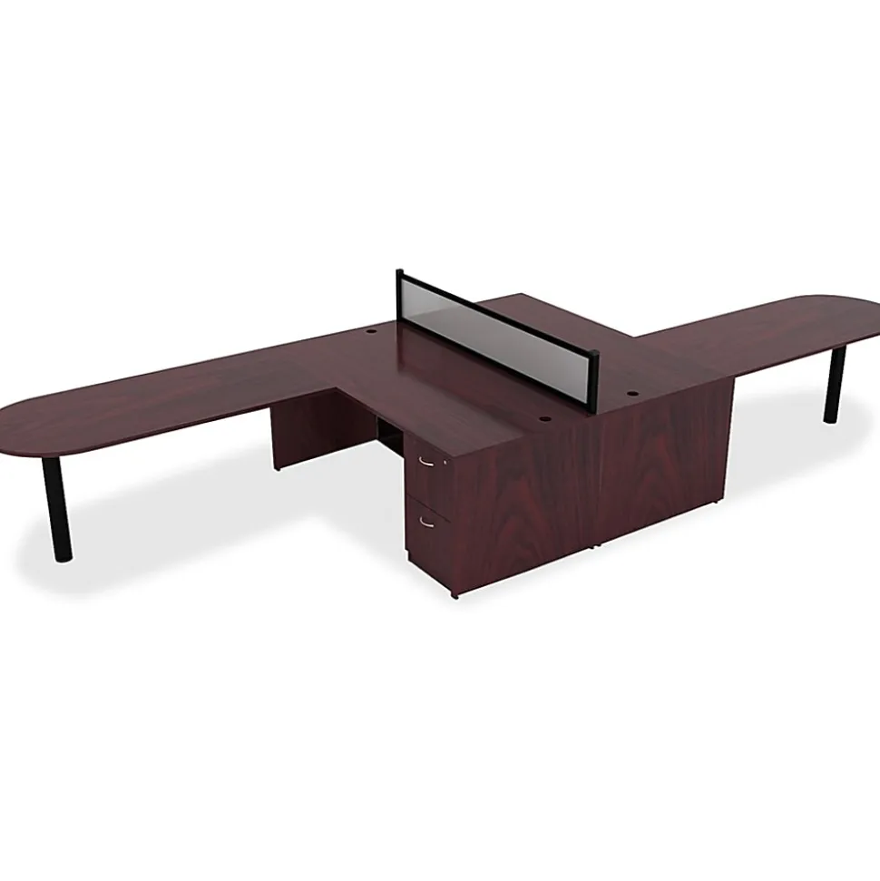 Lorell® Essentials 72"W Rectangular Shell Computer Desk, Mahogany