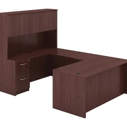 Lorell® Essentials 66"W Rectangular Shell Computer Desk, Mahogany