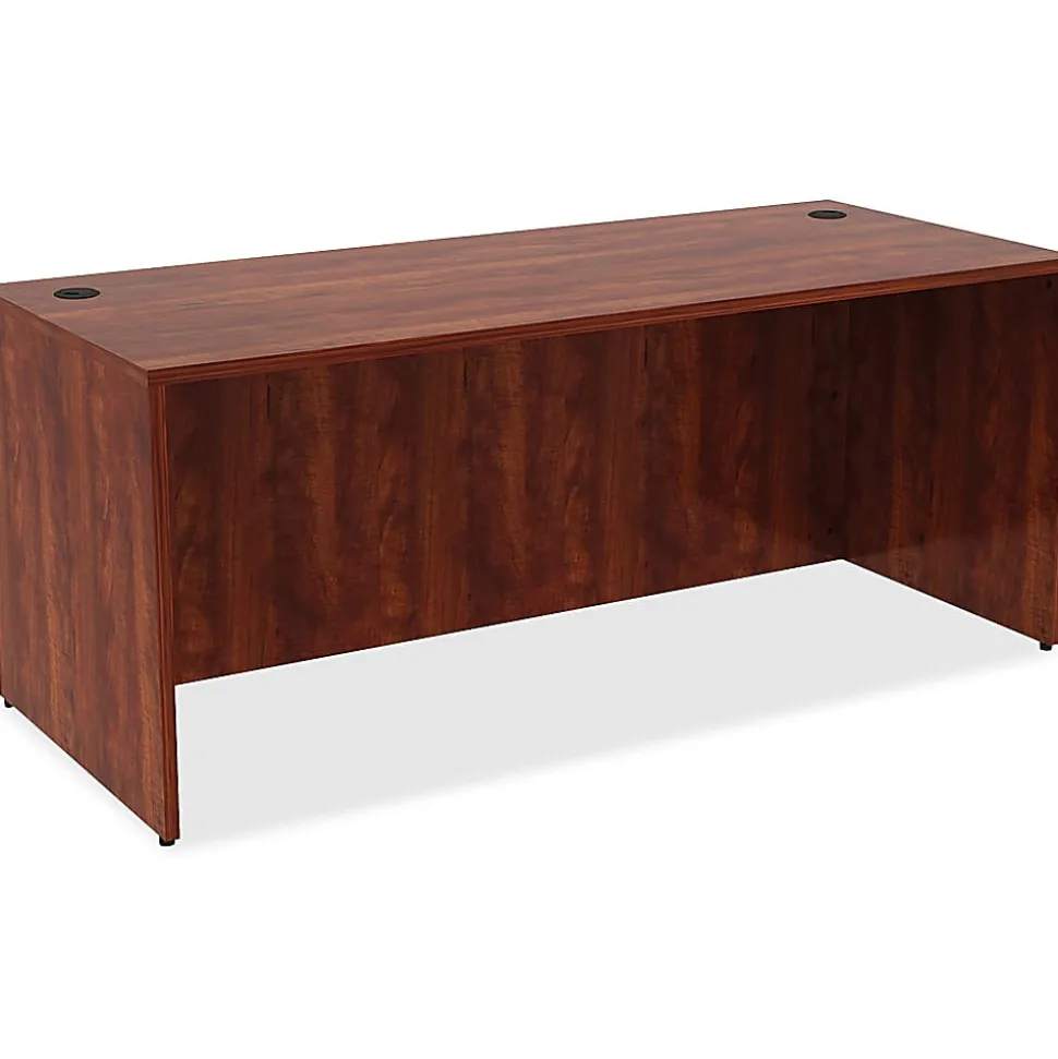 Lorell® Essentials 72"W x 30"D Rectangular Shell Computer Desk, Cherry