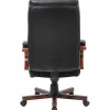 Lorell® Executive Ergonomic Bonded Leather/Wood Chair, Black/Cherry