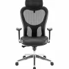 Lorell® Executive Ergonomic Bonded Leather/Mesh High-Back Chair, With Headrest, Black
