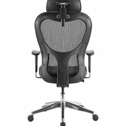 Lorell® Executive Ergonomic Bonded Leather/Mesh High-Back Chair, With Headrest, Black