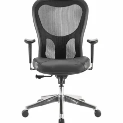 Lorell® Executive Ergonomic Bonded Leather/Mesh Mid-Back Chair, Black