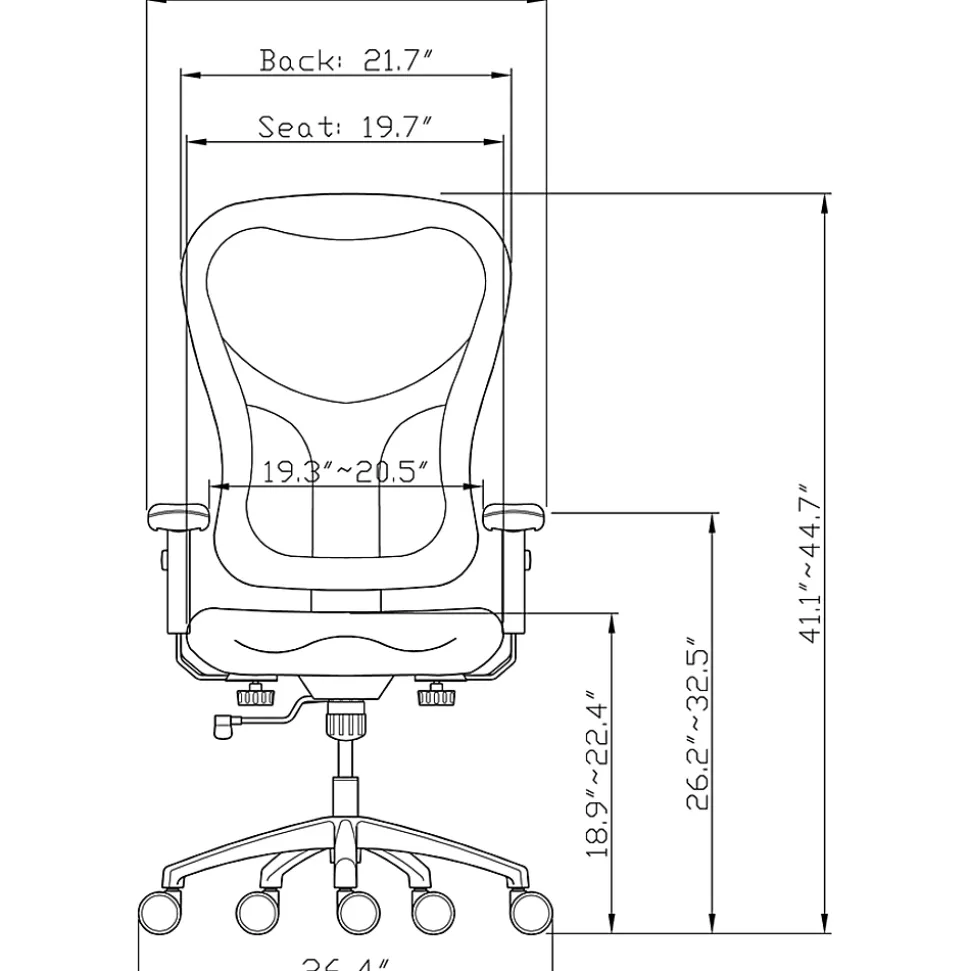 Lorell® Executive Ergonomic Bonded Leather/Mesh Mid-Back Chair, Black