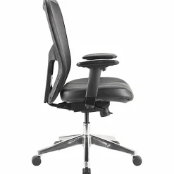 Lorell® Executive Ergonomic Bonded Leather/Mesh Mid-Back Chair, Black