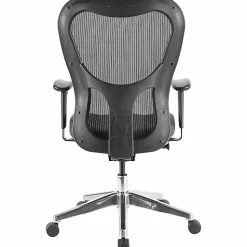 Lorell® Executive Ergonomic Bonded Leather/Mesh Mid-Back Chair, Black