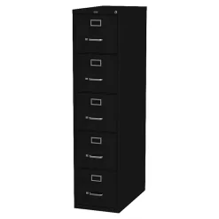 LorellĀ® Fortress 26-1/2"D Vertical 5-Drawer Letter-Size File Cabinet, Black