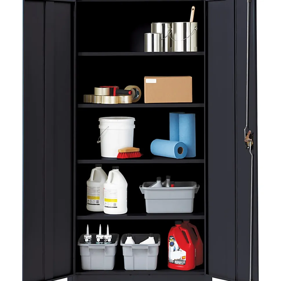 Lorell® Fortress Series 18"D Steel Storage Cabinet, Fully Assembled, 5-Shelf, Black