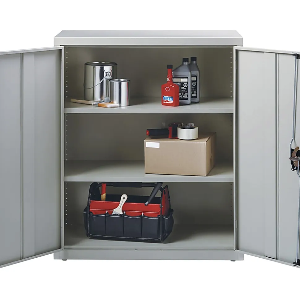 Lorell® Fortress Series 18"D Steel Storage Cabinet, Fully Assembled, 3-Shelf, Light Gray