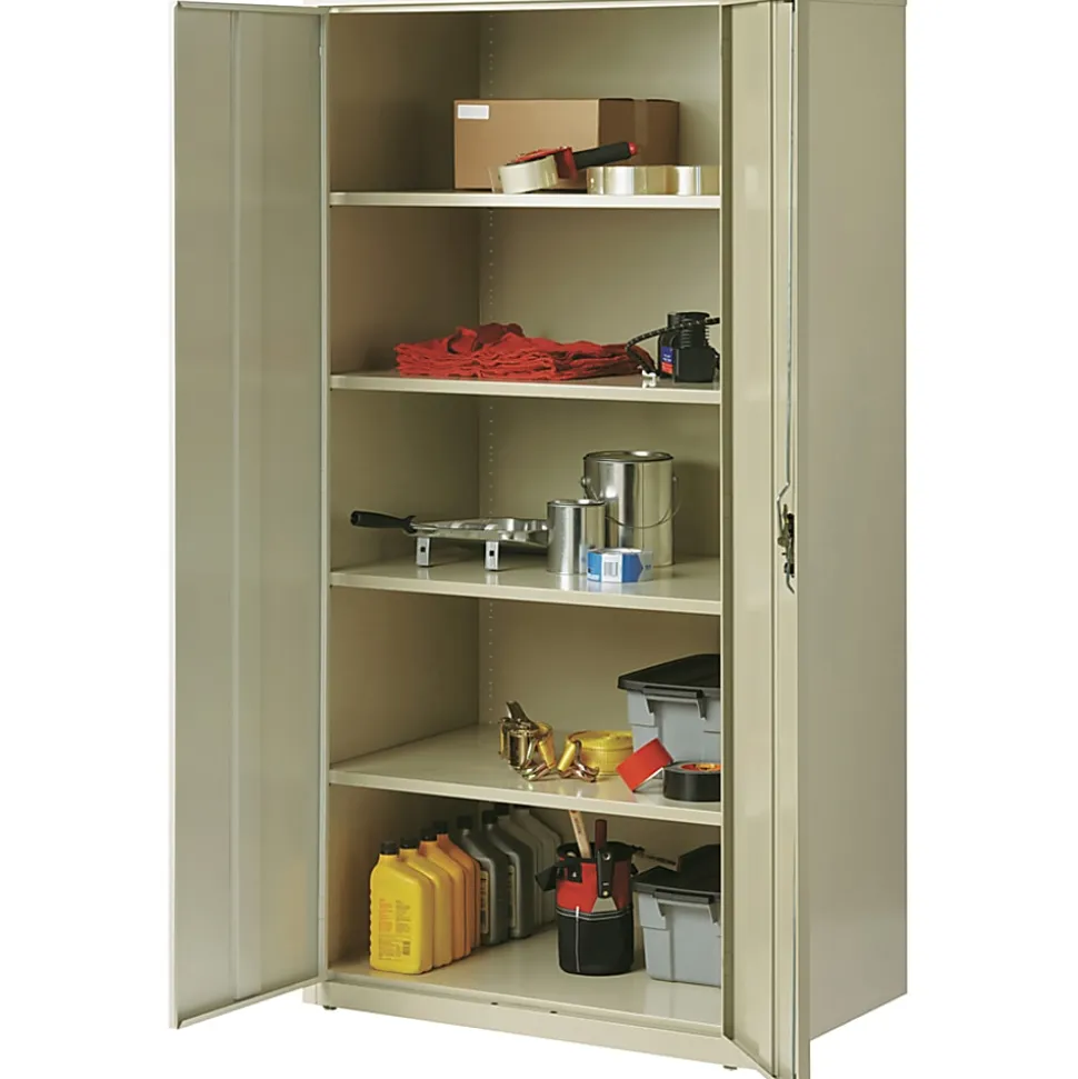 Lorell® Fortress Series 24"D Steel Storage Cabinet, Fully Assembled, 5-Shelf, Putty