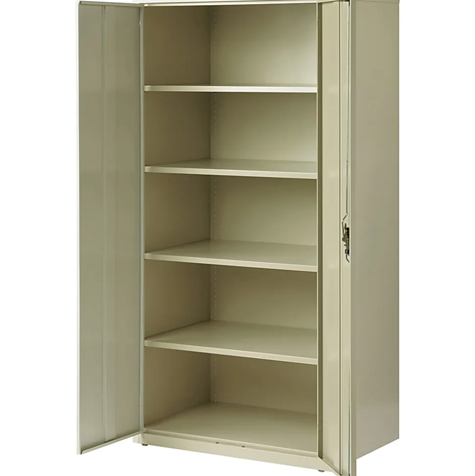 Lorell® Fortress Series 24"D Steel Storage Cabinet, Fully Assembled, 5-Shelf, Putty