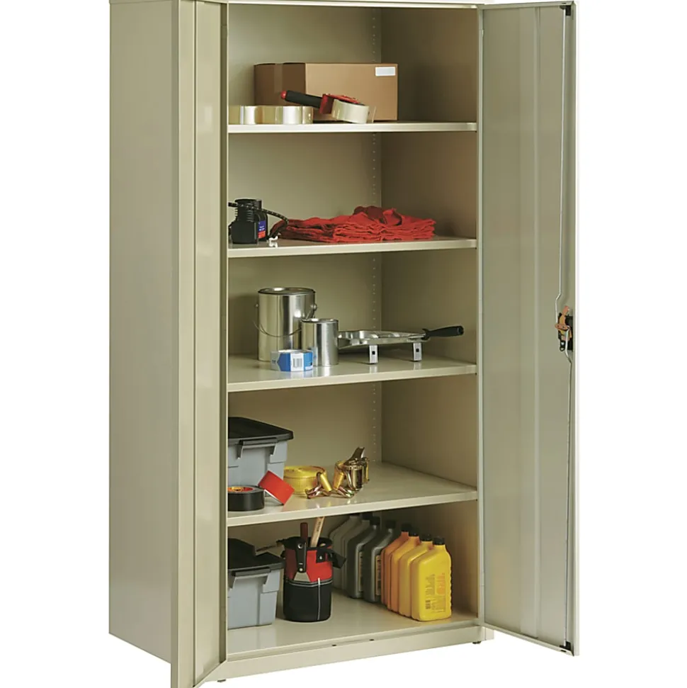Lorell® Fortress Series 24"D Steel Storage Cabinet, Fully Assembled, 5-Shelf, Putty