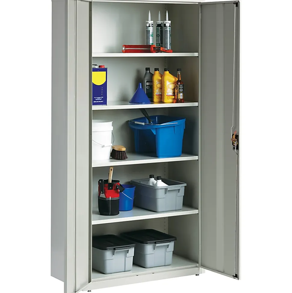 Lorell® Fortress Series 18"D Steel Storage Cabinet, Fully Assembled, 5-Shelf, Light Gray