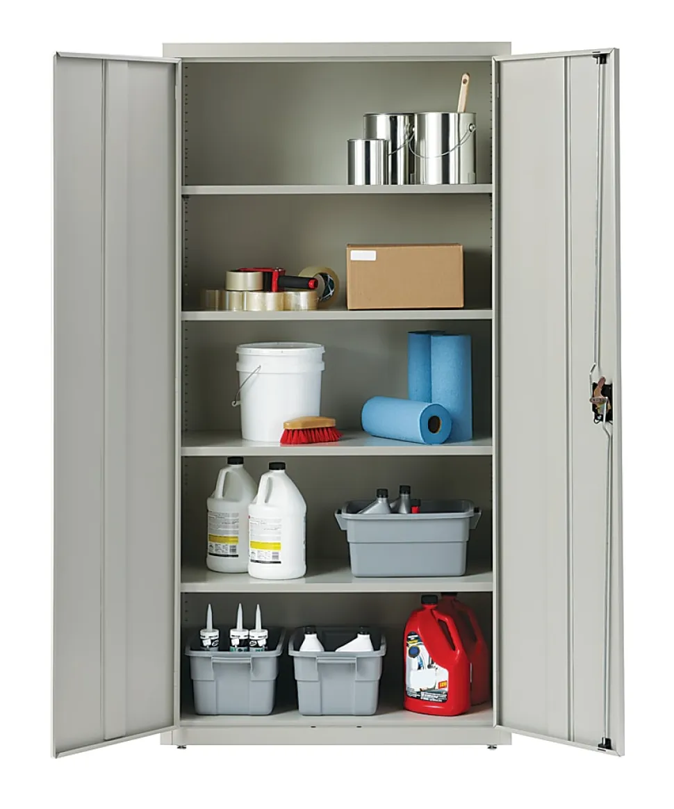 Lorell® Fortress Series 18"D Steel Storage Cabinet, Fully Assembled, 5-Shelf, Light Gray