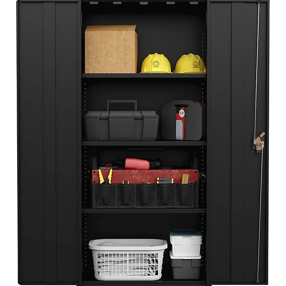 Lorell Fortress Series Slimline Storage Cabinet - 30"x 15" Depth x 66" - 4x Shelf(ves) - 720 lb Load Capacity - 69830BK