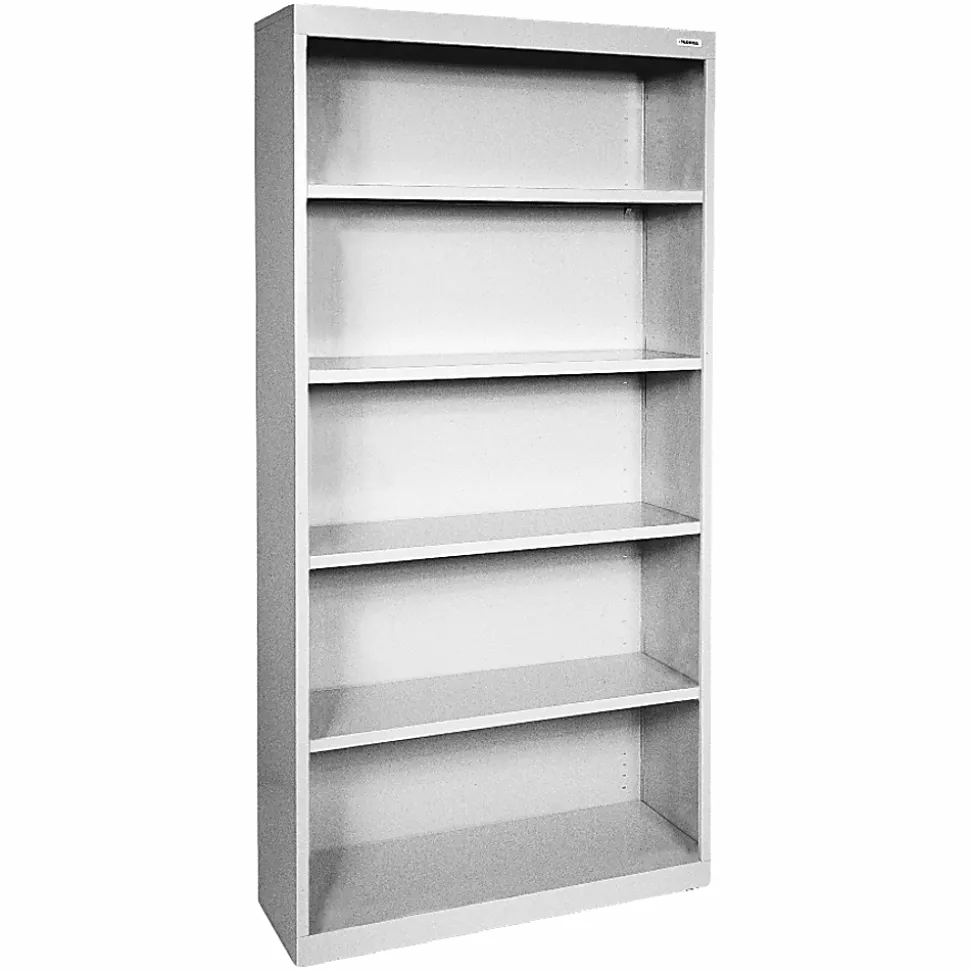 Lorell® Fortress Series Steel Modular Shelving Bookcase, 5-Shelf, 72"H x 34-1/2"W x 13"D, Light Gray