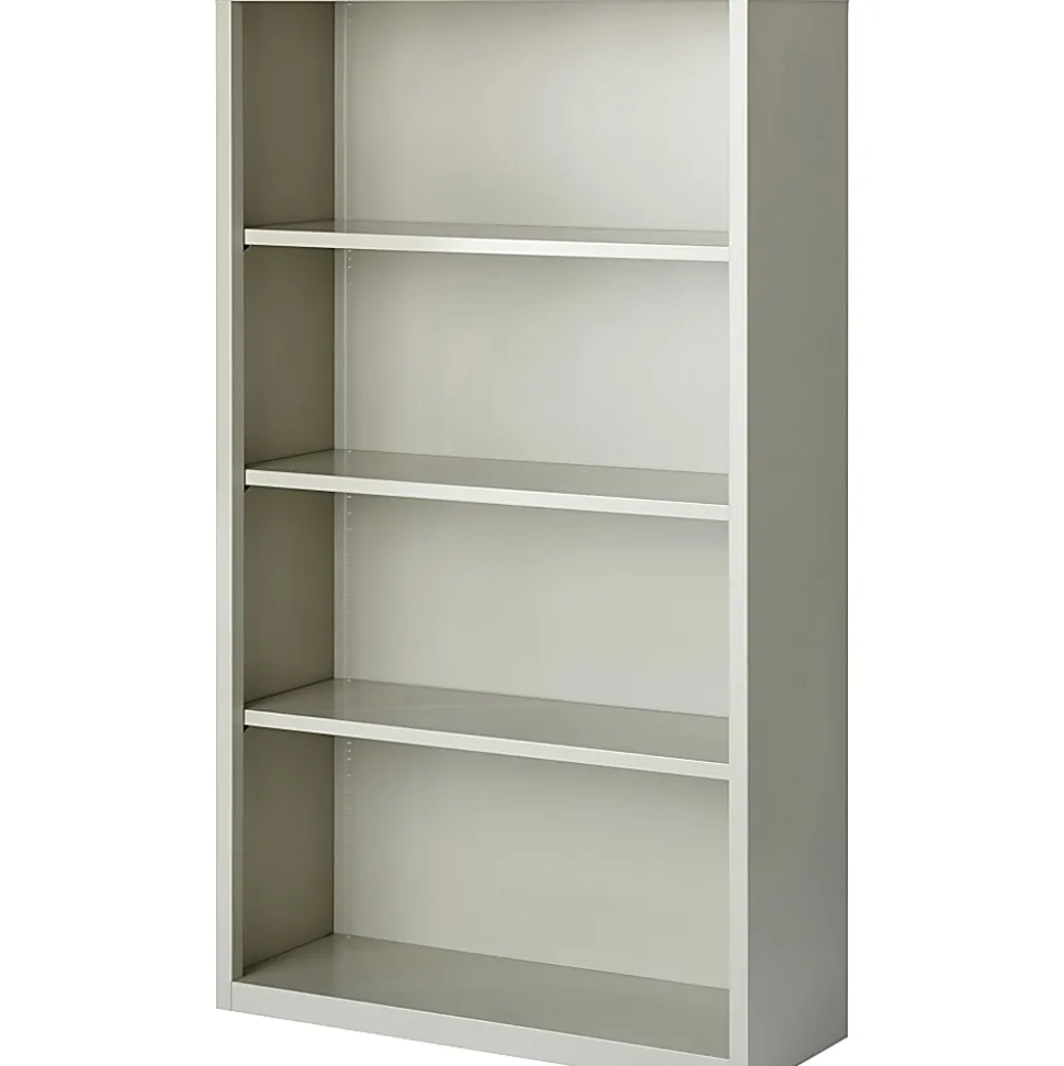 Lorell® Fortress Series Steel Modular Shelving Bookcase, 4-Shelf, 60"H x 34-1/2"W x 13"D, Light Gray