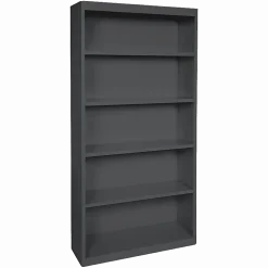 LorellĀ® Fortress Series Steel Modular Shelving Bookcase, 5-Shelf, 72"H x 34-1/2"W x 13"D, Black