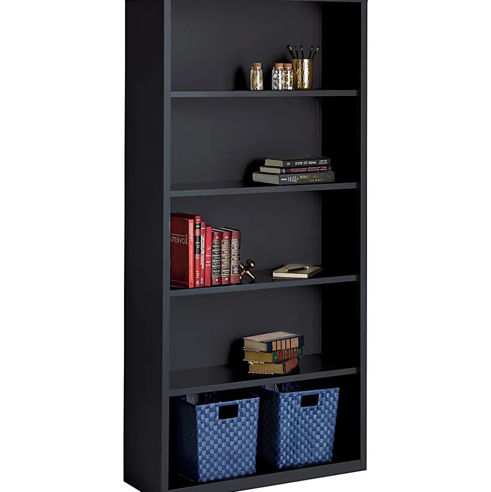 Lorell® Fortress Series Steel Modular Shelving Bookcase, 5-Shelf, 72"H x 34-1/2"W x 13"D, Black
