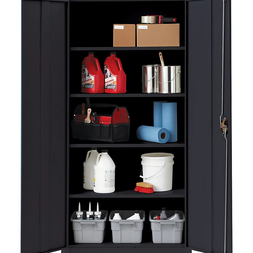 Lorell® Fortress Series Steel Storage Cabinet 5-Shelf Adjustable, 24"D, Black