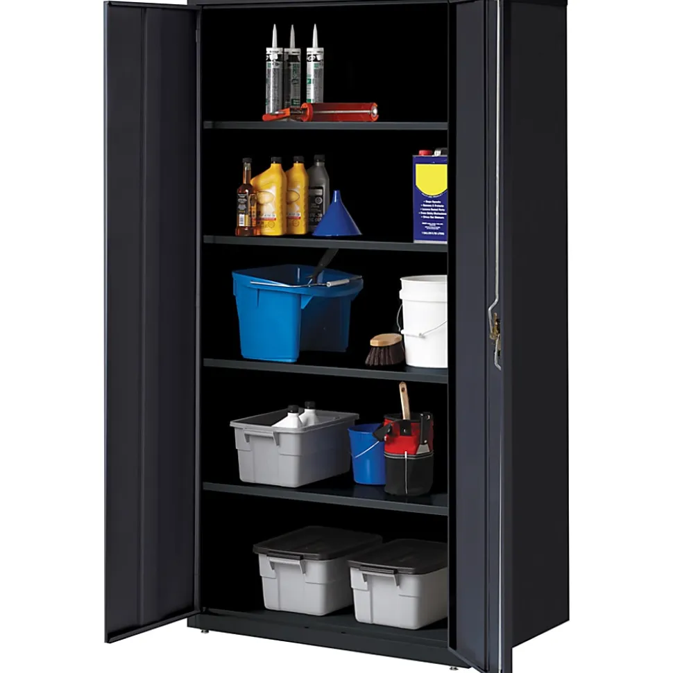 Lorell® Fortress Series Steel Storage Cabinet 5-Shelf Adjustable, 24"D, Black