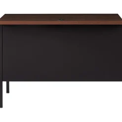 Lorell® Fortress Series 42"W Steel Pedestal Return Desk, Right, Black/Walnut