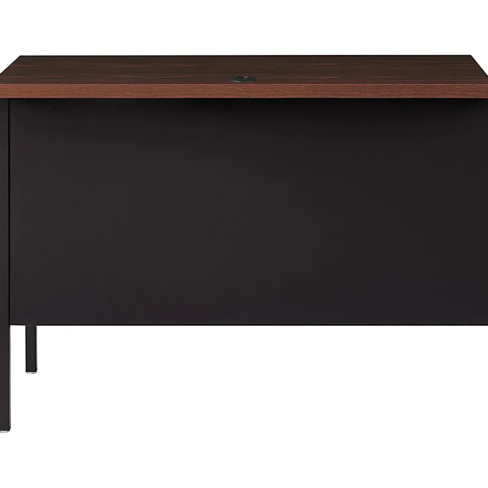 Lorell® Fortress Series 42"W Steel Pedestal Return Desk, Right, Black/Walnut