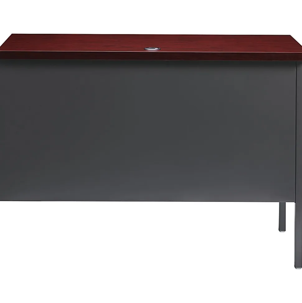 Lorell® Fortress Series 42"W Steel Pedestal Return Desk, Left, Charcoal/Mahogany