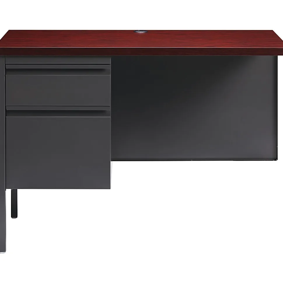 Lorell® Fortress Series 42"W Steel Pedestal Return Desk, Left, Charcoal/Mahogany