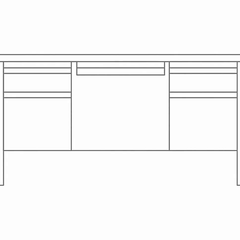 Lorell® Fortress Series 60"W Steel Double-Pedestal Writing Desk, Charcoal/Mahogany