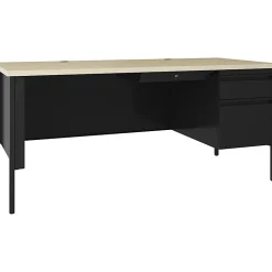 Lorell® Fortress 69"W Right-Pedestal Teacher's Computer Desk, Black Maple