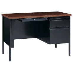 LorellĀ® Fortress 46"W Right-Pedestal Computer Desk, Black/Walnut