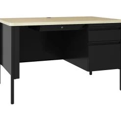 LorellĀ® Fortress 48"W Right-Pedestal Teacher's Writing Desk, Black Maple