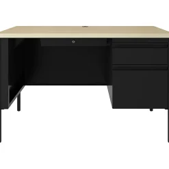 Lorell® Fortress 48"W Right-Pedestal Teacher's Writing Desk, Black Maple