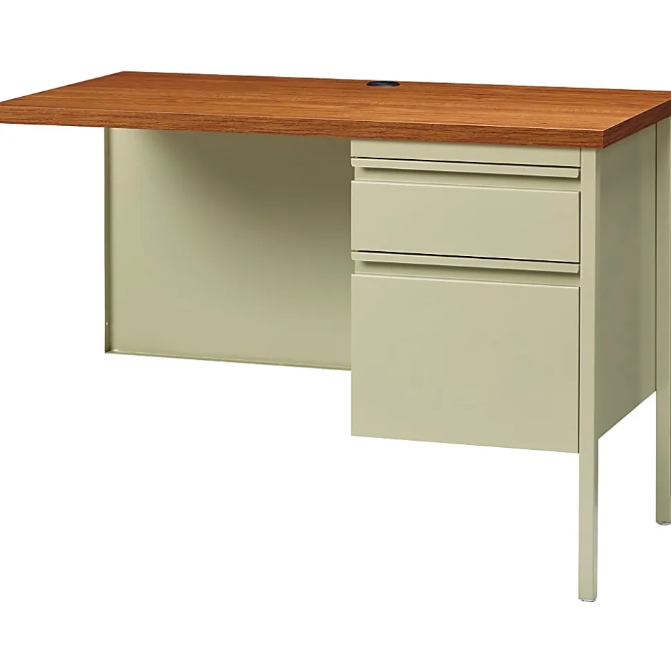 Lorell® Fortress 42"W Steel Pedestal Return Computer Desk, Right, Putty/Oak