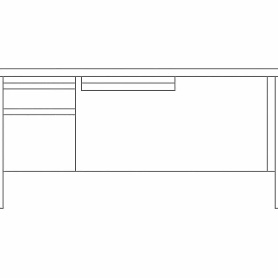 Lorell® Fortress 66"W Steel Pedestal Computer Desk, Left-Hand, Oak/Putty