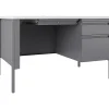 Lorell® Fortress 48"W Steel Right-Pedestal Teacher's Computer Desk, Platinum/White