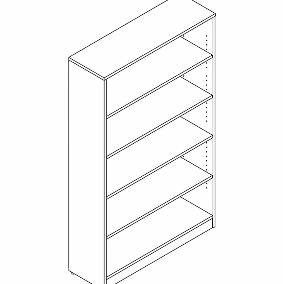 Lorell® 60"H 5-Shelf Bookcase, Walnut