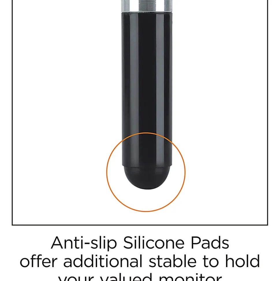 Lorell 4-leg Single-Shelf Monitor Stand, 44 lb Load Capacity, 1 x Shelf(ves), 3"H x 22"W x 8.25"D, Desktop, Glass, Clear, Black